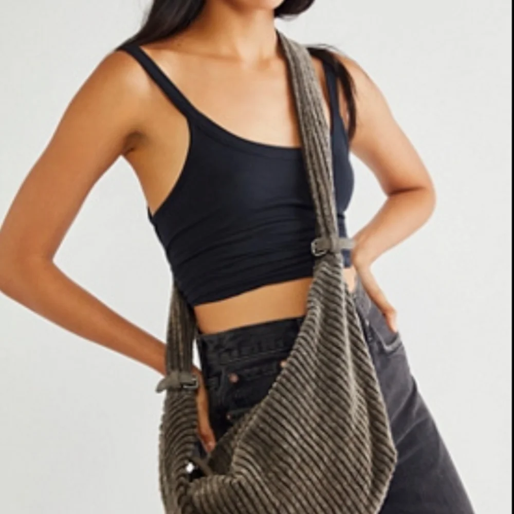 Free People Carrie Cord Frosted Earth Slouchy Corduroy Sling Bag